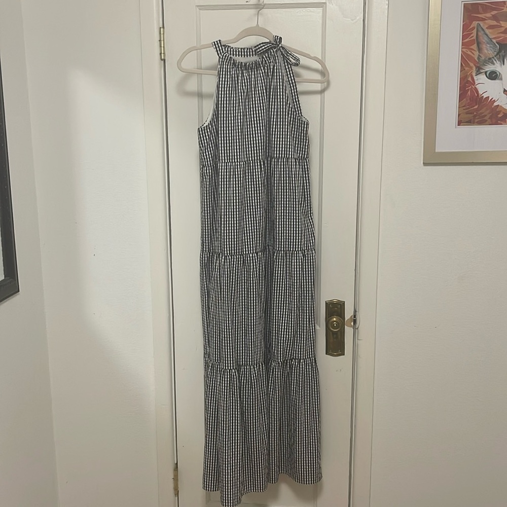 Gingham sleeveless maxi dress